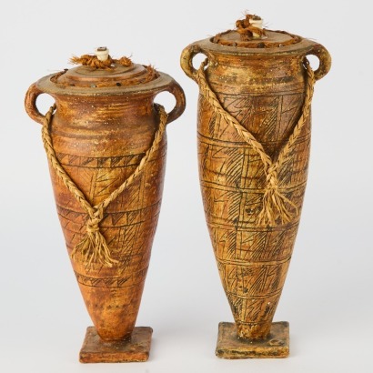 Pair of Themed Pacific Urns