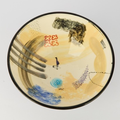 Large Hand-Painted Pottery Bowl