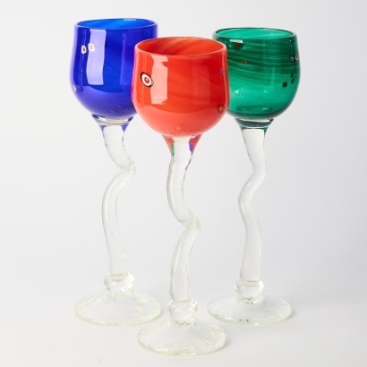 A Trio of Venus Tall Hot Glass Goblets